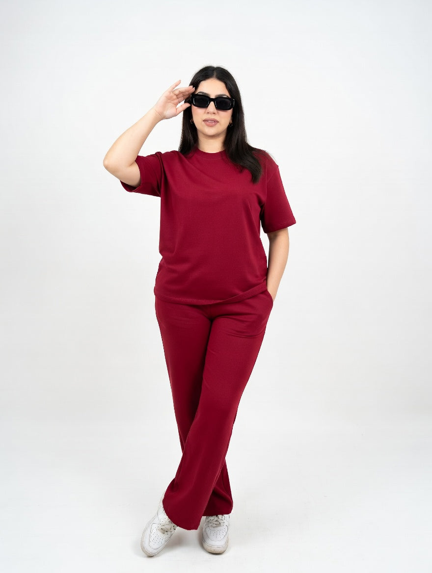 Ensemble "Urban Comfort" – Coupe Demi-Manche  bordeaux