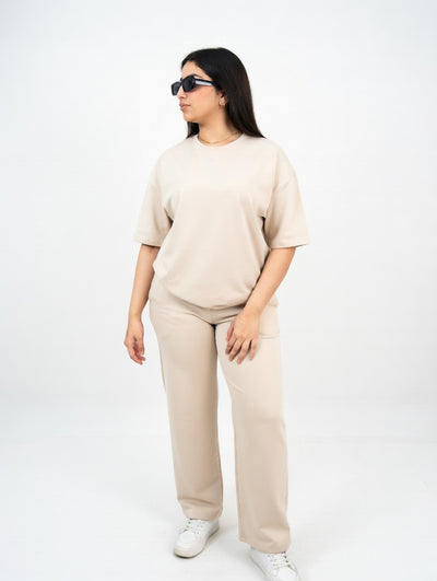 Ensemble "Urban Comfort" – Coupe Demi-Manche  Beige